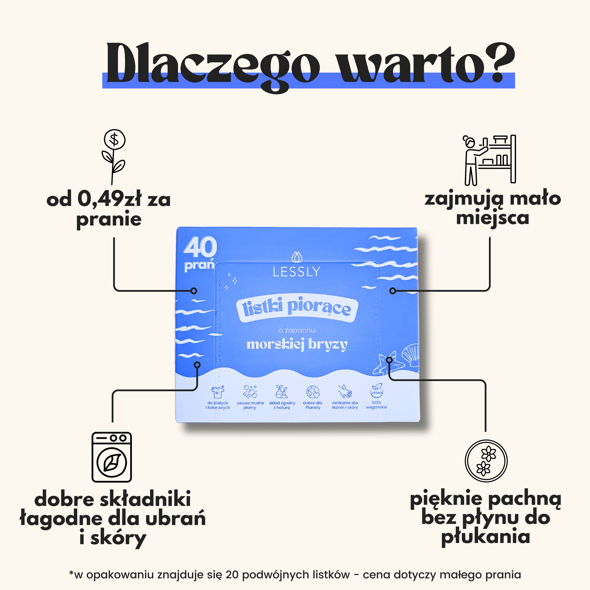 Listki piorące do prania ubrań